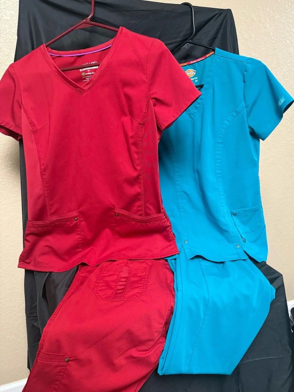 Dickies and Purple Label Teal and Red V-Neck Medical Scrub Sets - Picture 1 of 10
